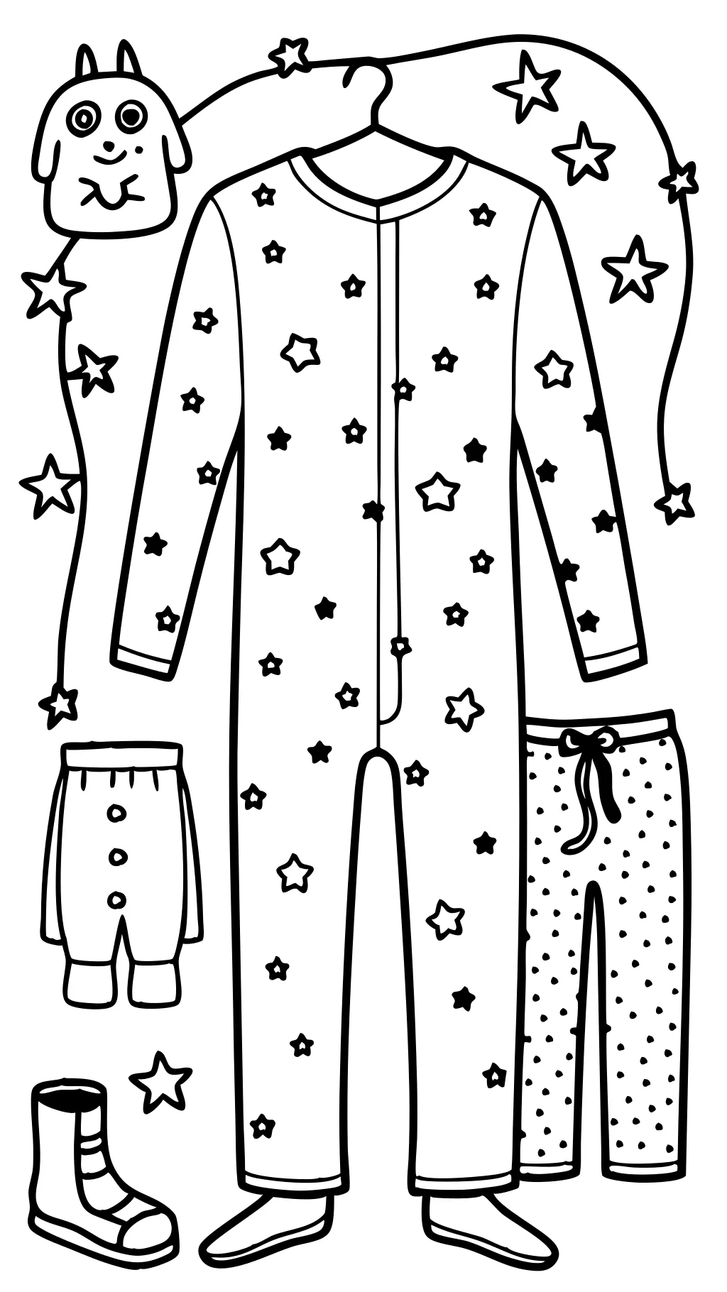 coloring page pajamas